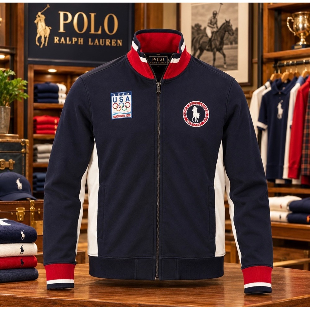 Ralph Lauren Team USA Vancouver 2010 Olympic Track Jacket Navy M Mean L Women